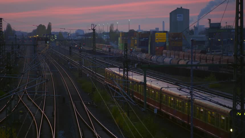 The train passes by on the tracks