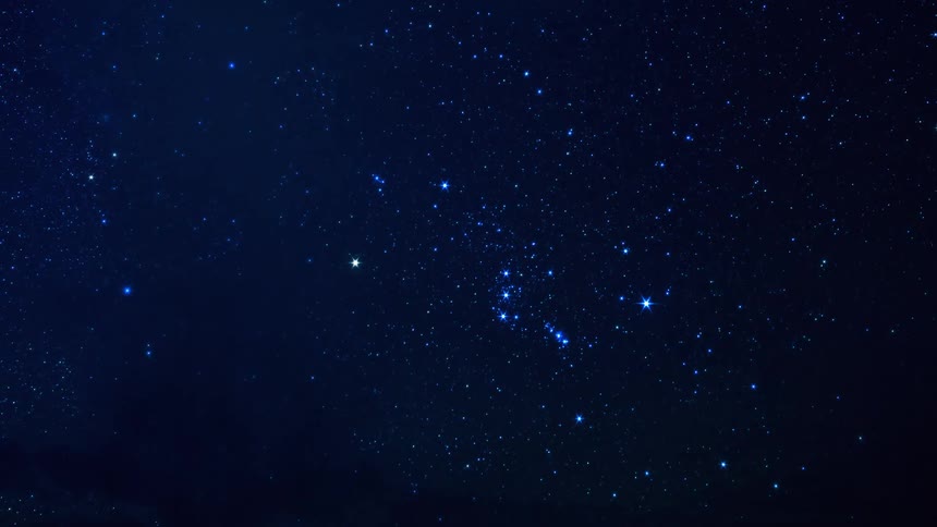 Stars shine in the sky at night