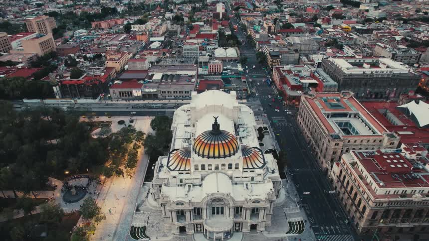Aerial view of palacio de bellas artes theatre in mexico city