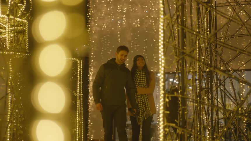 Couple date on a light park