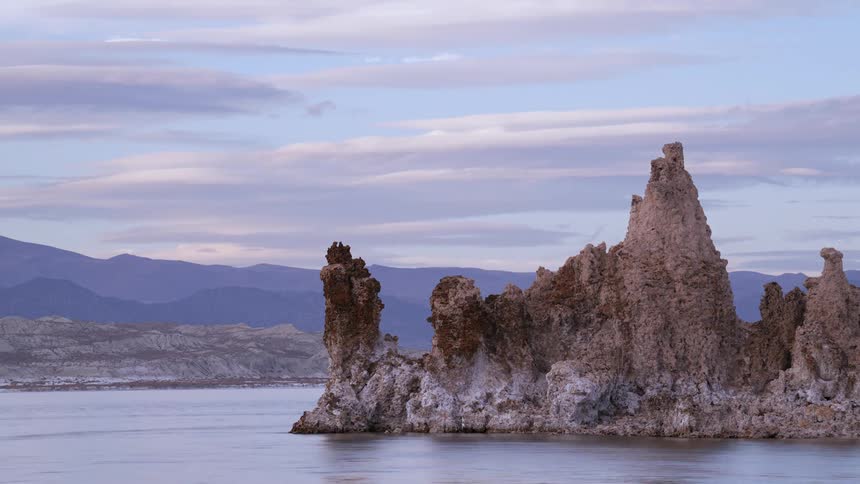A time lapse of a rock formation in water