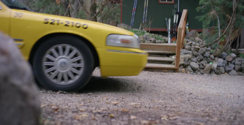 A taxi makes an abrupt stop