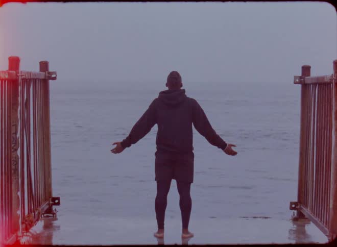 Person waiting for water to splash