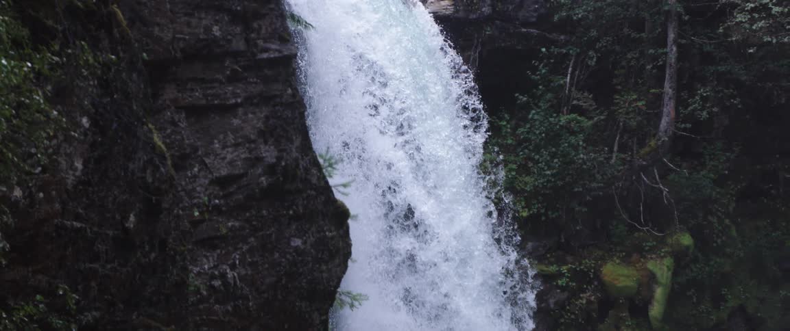 A view of a waterfall in a forest