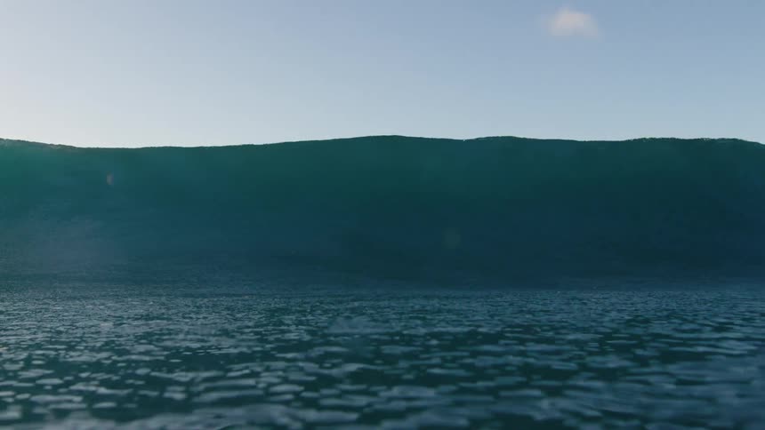 Giant wave moves across the surface of the sea