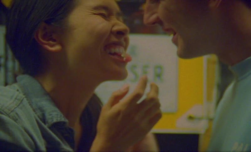 Two people kissing