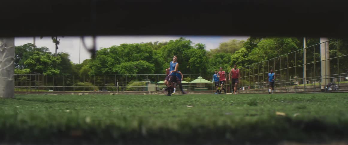 Man makes goal in soccer game