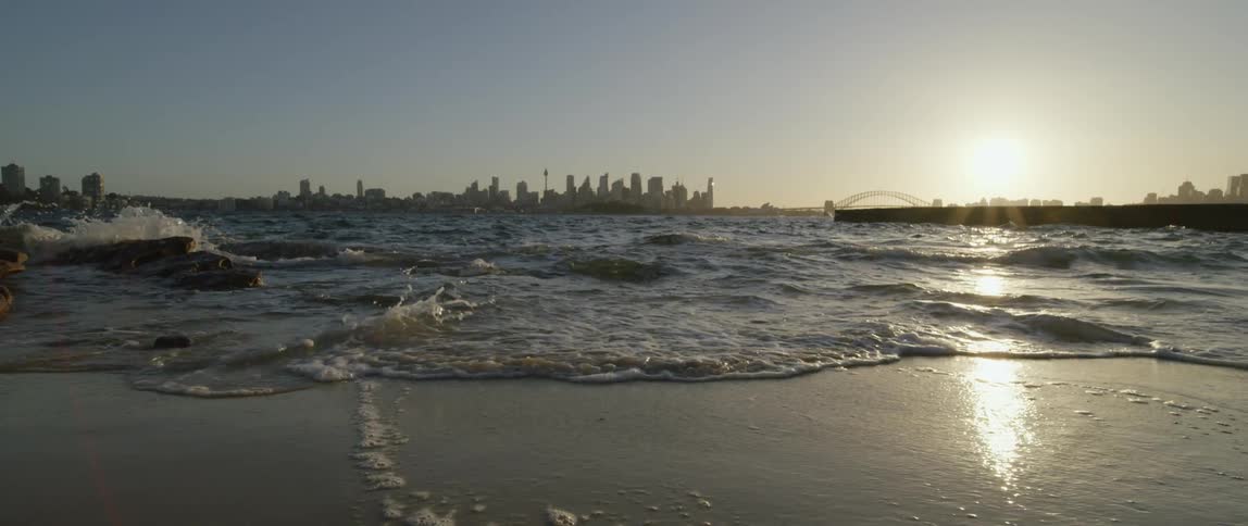 Waves crashing on the beach from the ocean