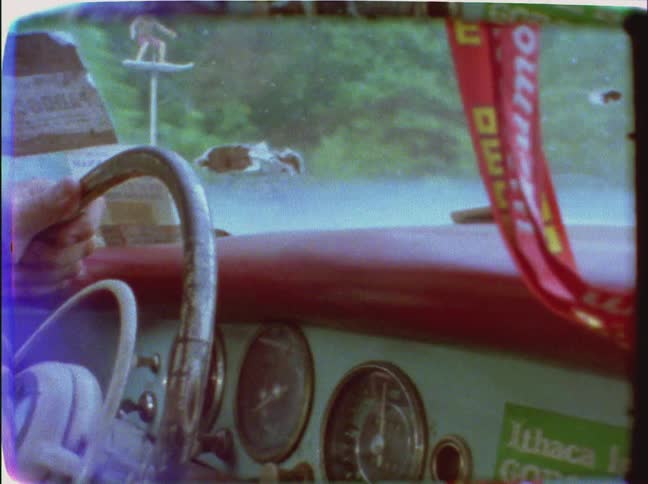 Close up of a car wheel being steered