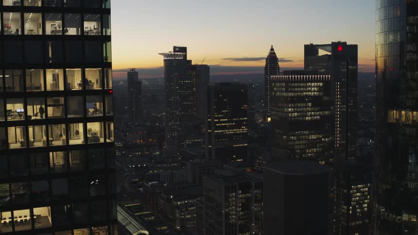 A view of tall buildings in a city