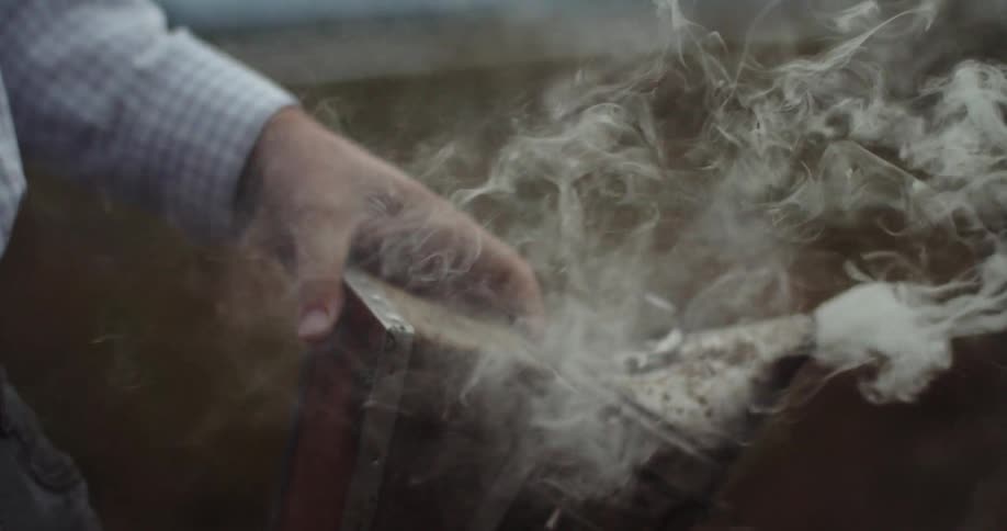 Person using smoke machine