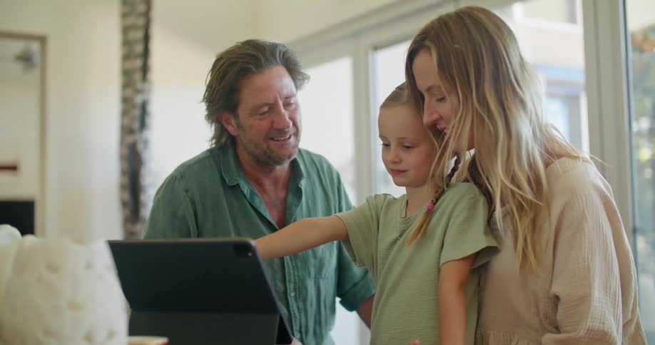 Child touching tablet