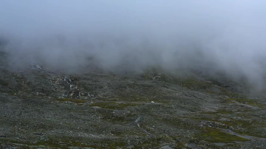 Fog is covering the landscape in spring