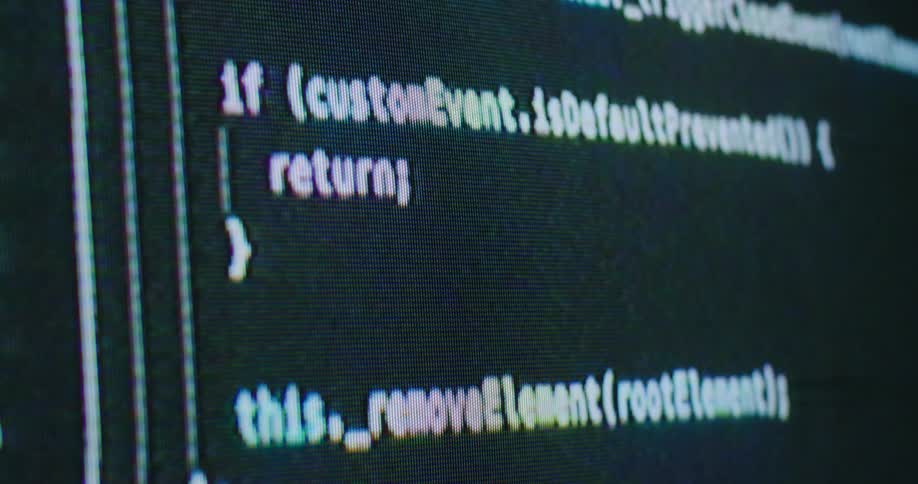 Code is scrolling on the computer screen