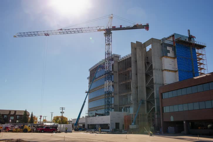 Construction workers are working on a site