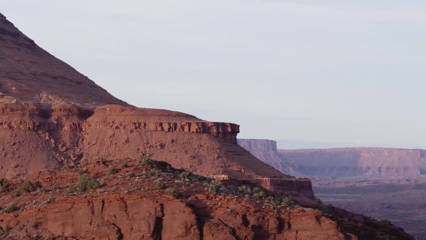 The large canyon is foggy up ahead