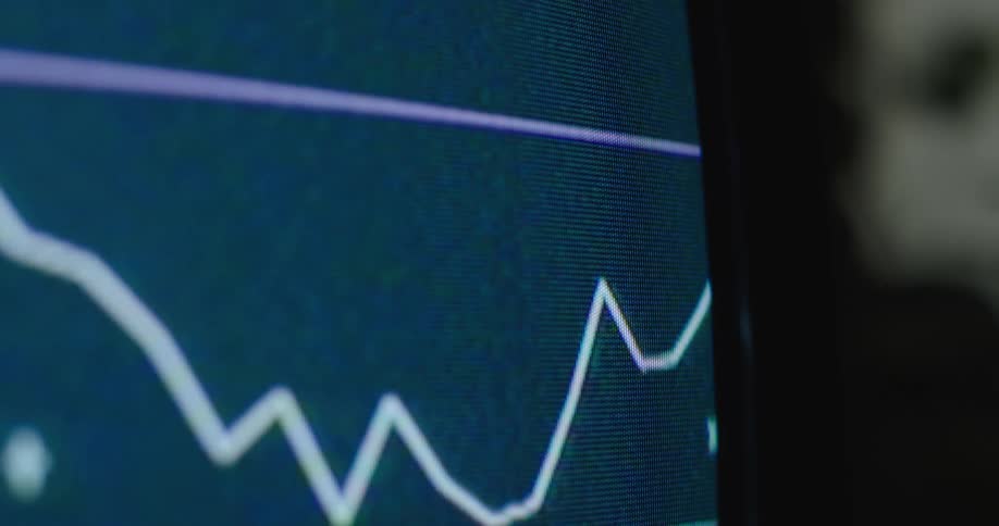 Digital screen displaying graph show pixelation
