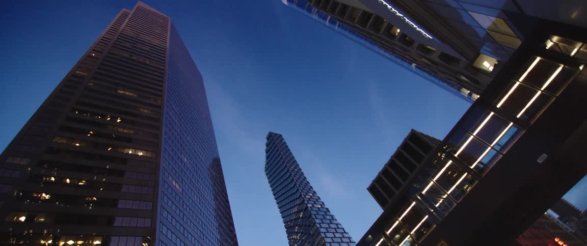 Skyscrapers in a metropolis in the evening