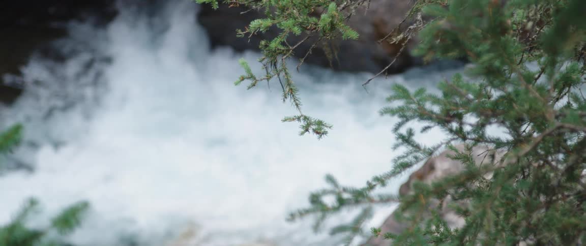 The water moves fast over the rapids