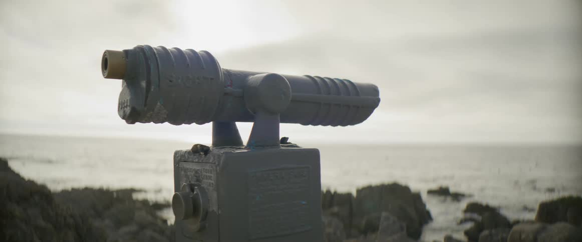 A telescope is by the coast