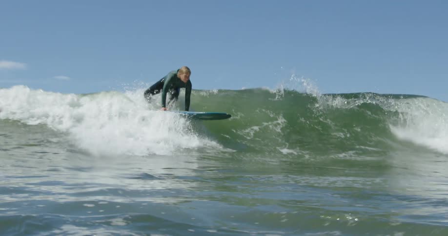 Two people are surfing on ocean water