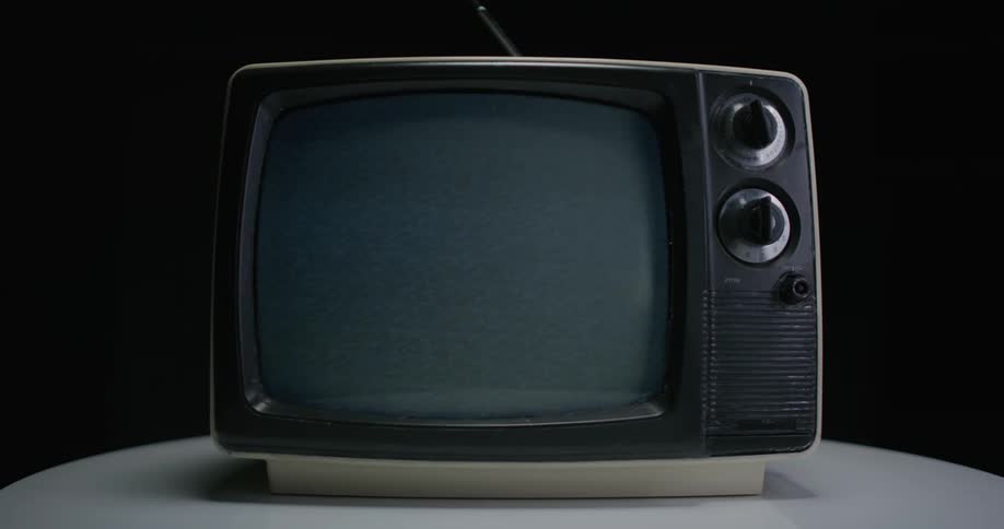 A television is on display with a static screen
