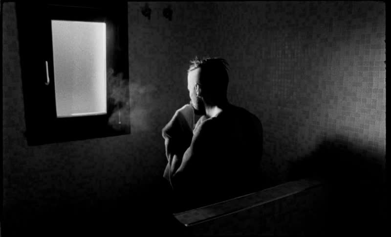 A man dries off with a towel