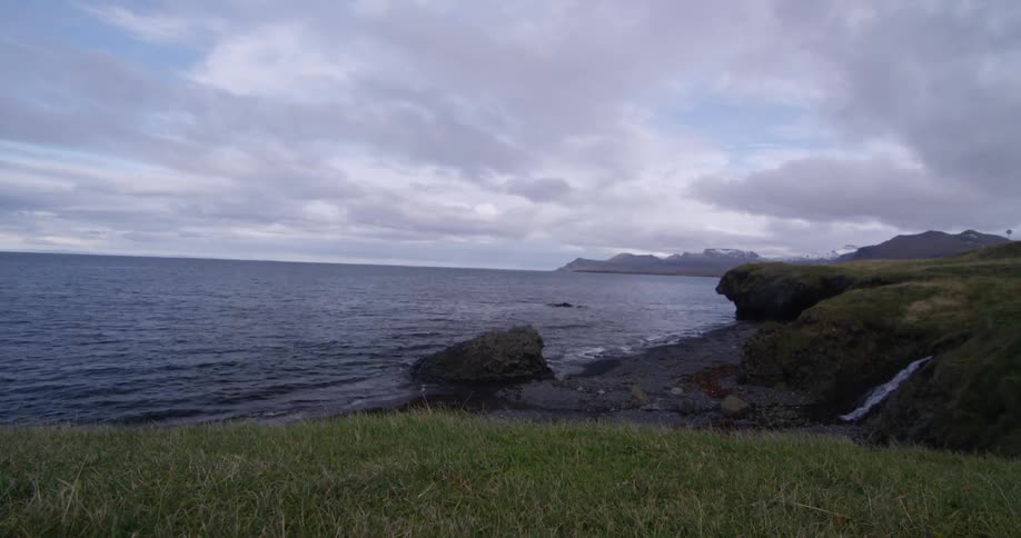 Time lapse of a shore line with clouds and birds moving