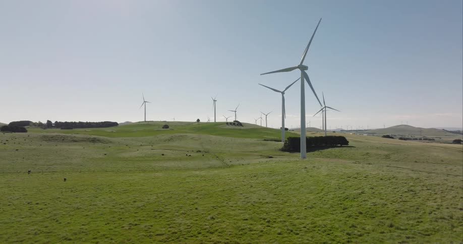 Windmills in grasslands
