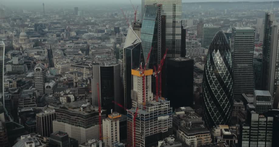 Buildings and tall skyscrapers in a large city