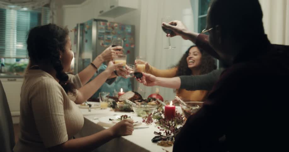 A group of friends having dinner together