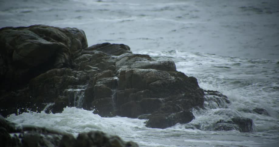 Water crashing into rocks