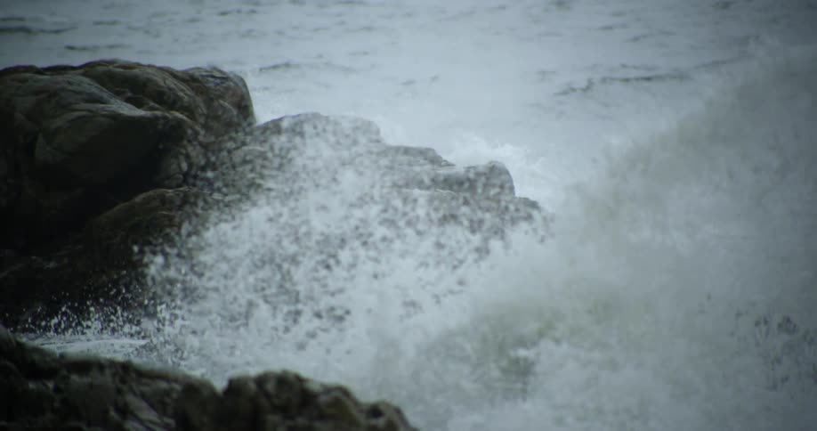 Water crashing into rocks
