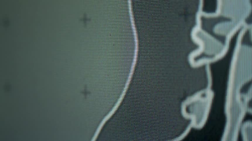 Close up of a display with lighted lines moving fast