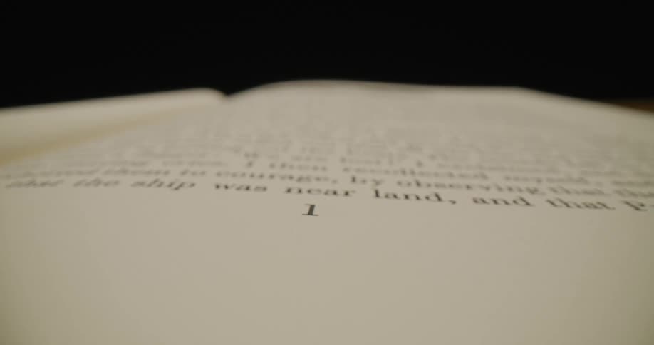 Close up of book page with text