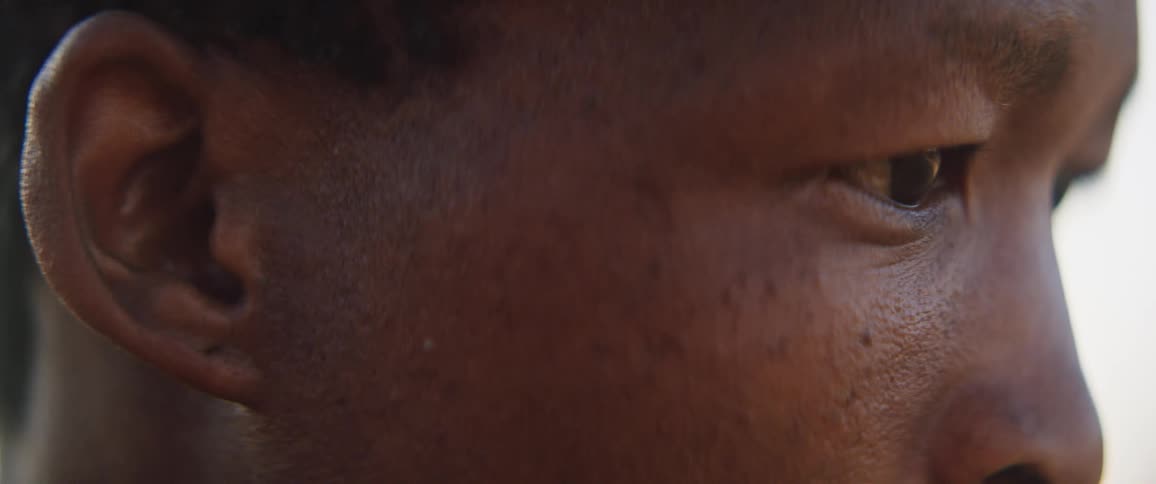 Man stares intently