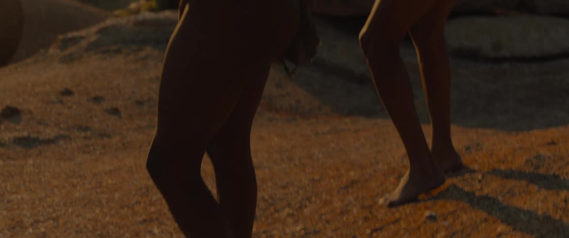 Two men in the savannah at sunset