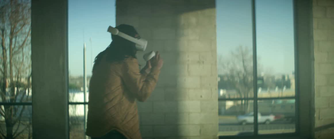 A man playing a game in virtual reality