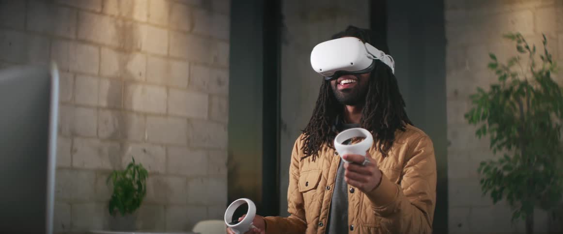 A man with a virtual reality headset