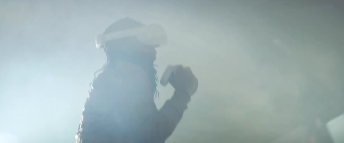 A man playing a game in virtual reality