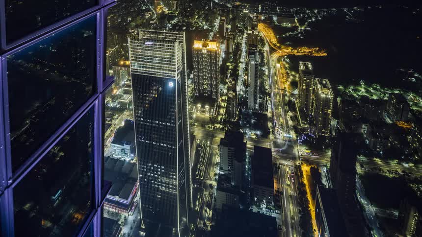 A time lapse of a city at night