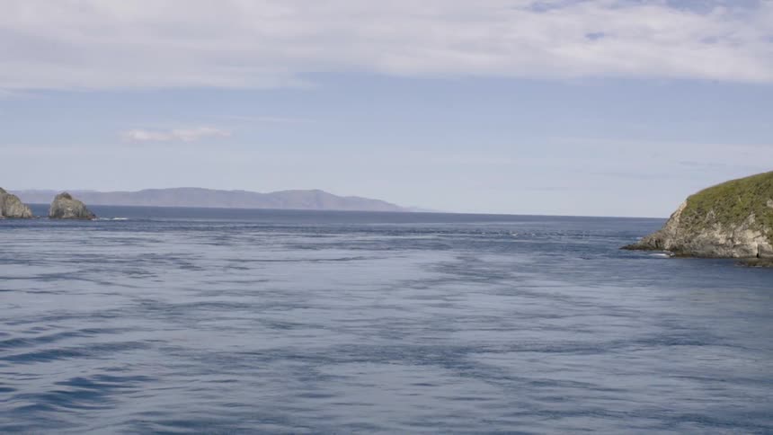 Water flows between two land formations