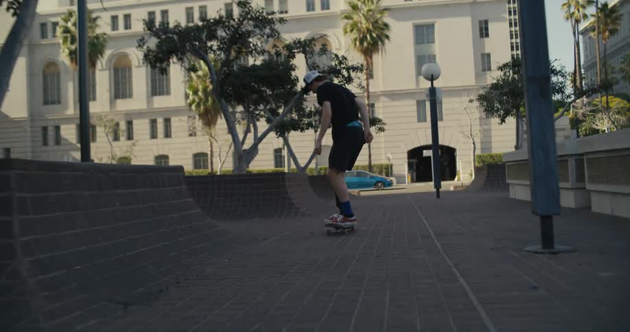 A man skating outdoors