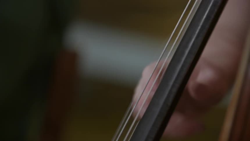 Fingers quickly play the strings of an instrument