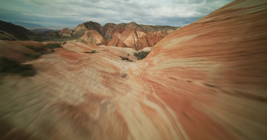 An aerial view of a canyon and valley