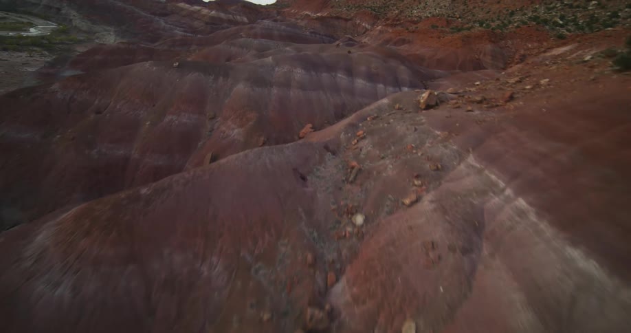 Rocks sit between ridges in a canyon