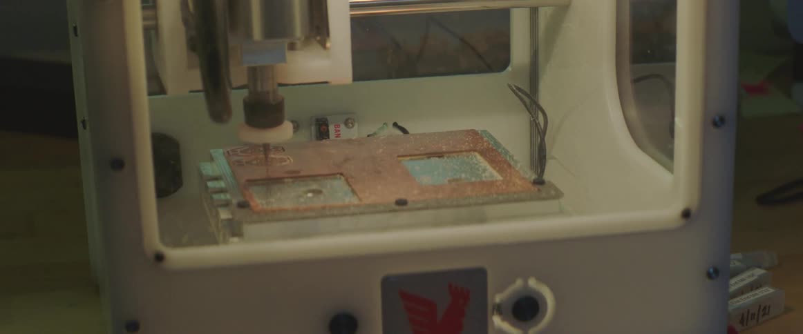 A machine manufacturing a product