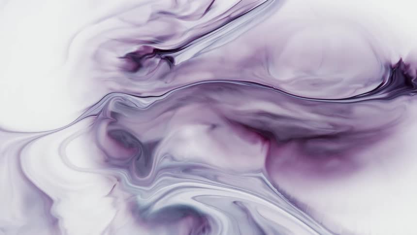 Abstract footage of liquids moving in white and purple