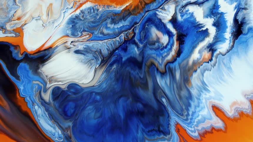 Confusing chaotic waves of colorful liquid ink streaming into each other