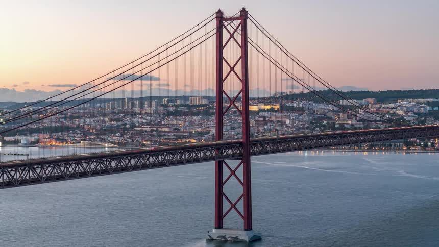 Time lapse footage of traffic driving over the golden gate bridge in san francisco at sunset